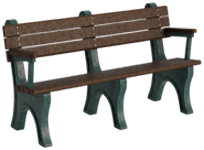 Style P - With Arms (same as style D but has bullnose planks — shown in green base with brown top) 